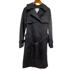 H&M Black Long Trench Coat Women’s Size S Belted Classic NWOT